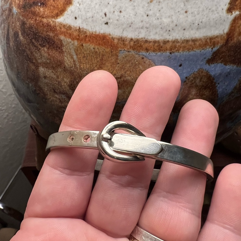 Vintage sterling hinged buckle bracelet bangle